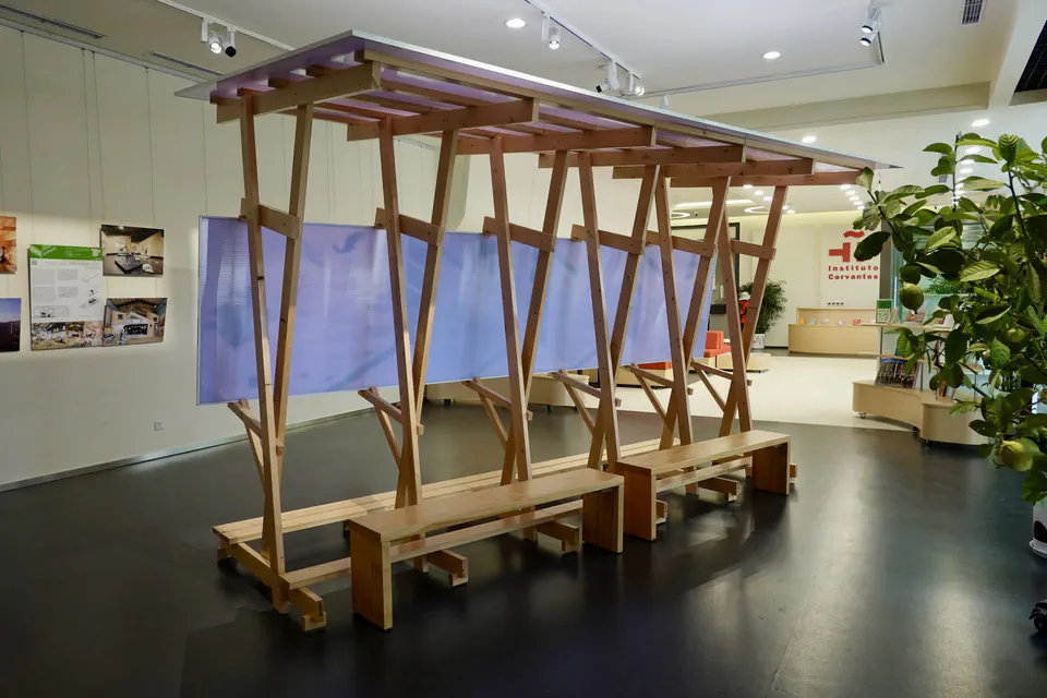 木构展架——展览 “纹理与经线：编织乡土新社区”，项目照片 6